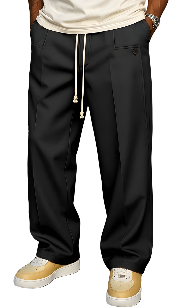 Pantalones con cordón ajustable de estilo urbano y cómodo